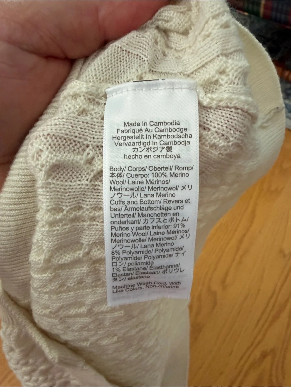 J.Crew cableknit crewneck cardigan in Merino wool cream size large